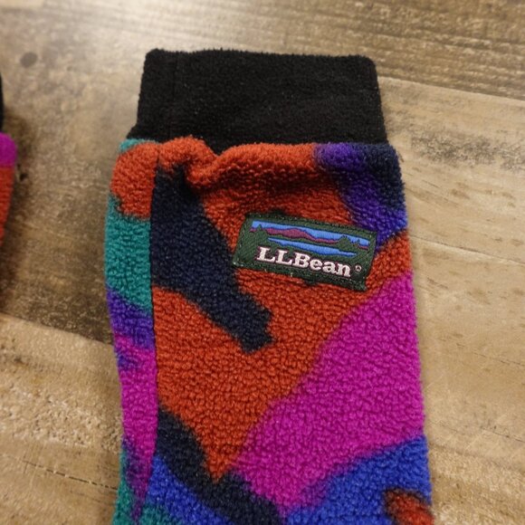 Vintage L.L. Bean Fleece Socks M Multicolor Geometric Pattern Cozy Warm Retro - Picture 3 of 7